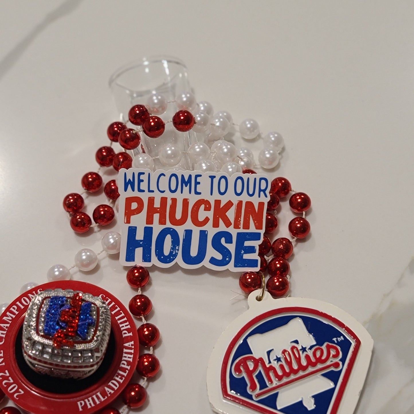 Welcome to Our(Phckin) House Phillie.s Waterproof Sticker for Laptops, Water Bottles, Phones, Tablets, and More