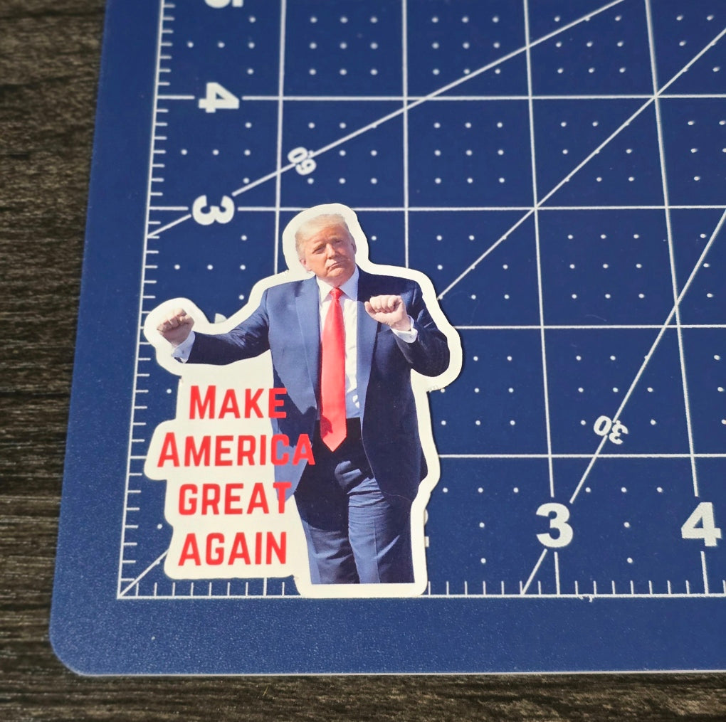 Trump MAGA Dance Waterproof Sticker for Laptops, Water Bottles, Phones, Tablets, and More