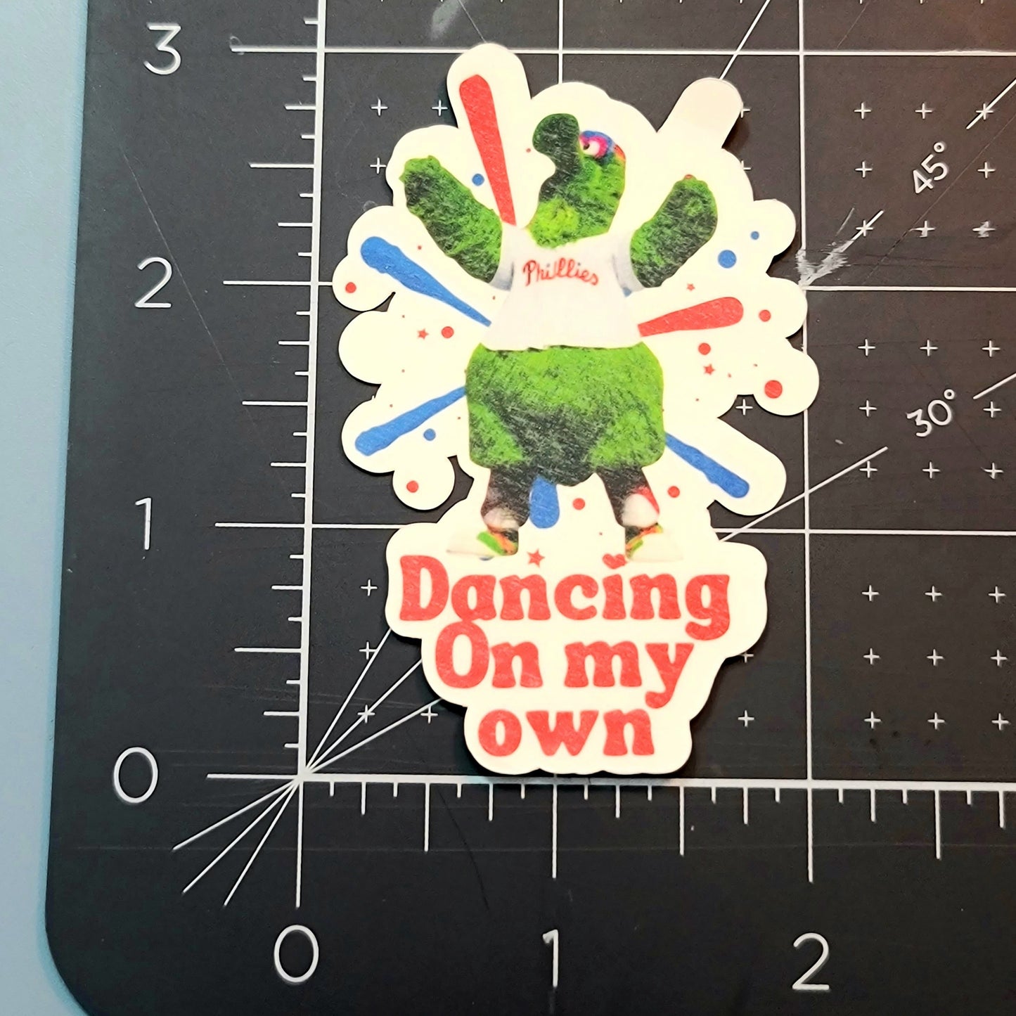 Phillies Phanatic Dancing on my Own Waterproof Sticker for Laptops, Water Bottles, Phones, Tablets, and More