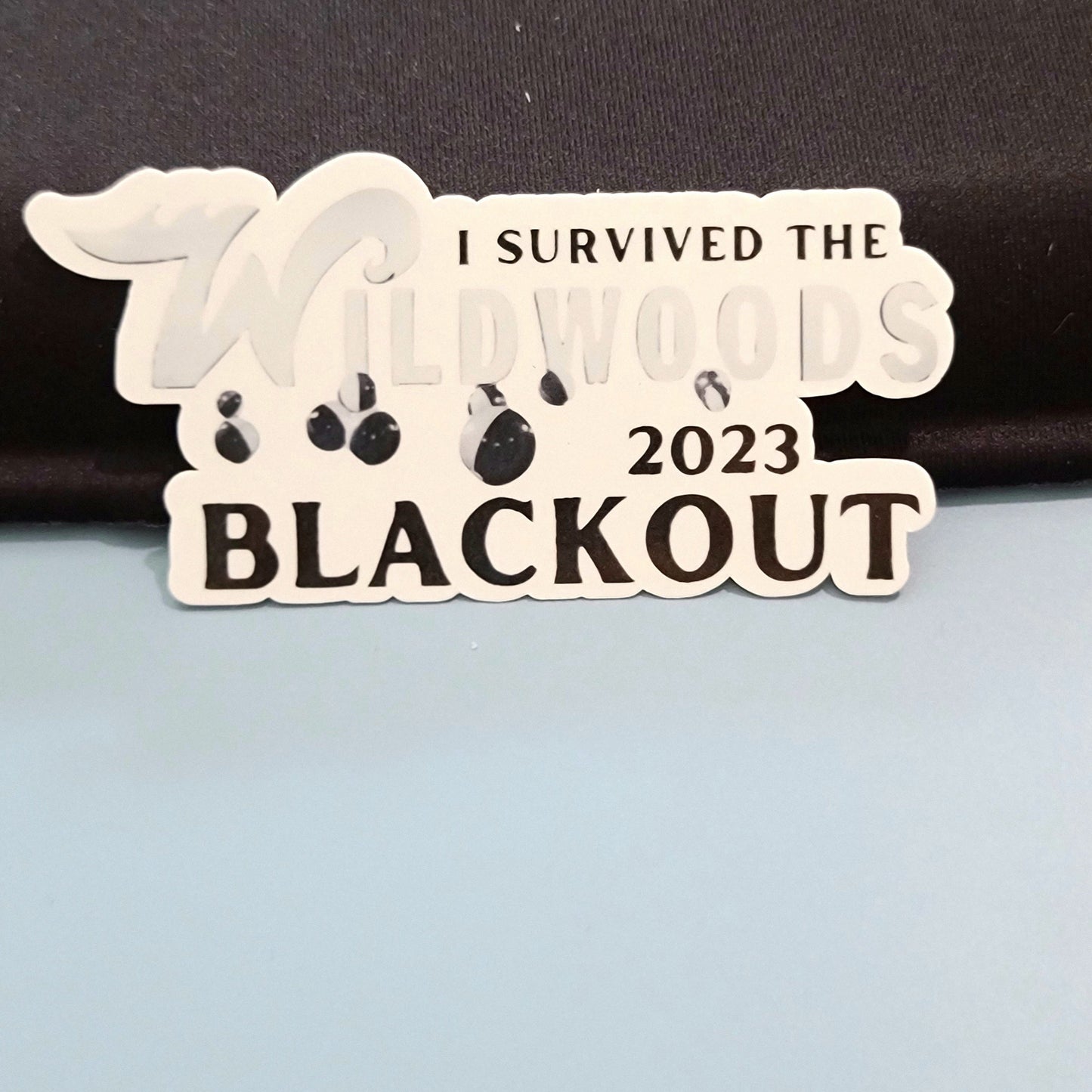 I Survived the 2023 Wildwood Blackout Waterproof Stickers for Laptops, Water Bottles, Phones, Tablets, & More