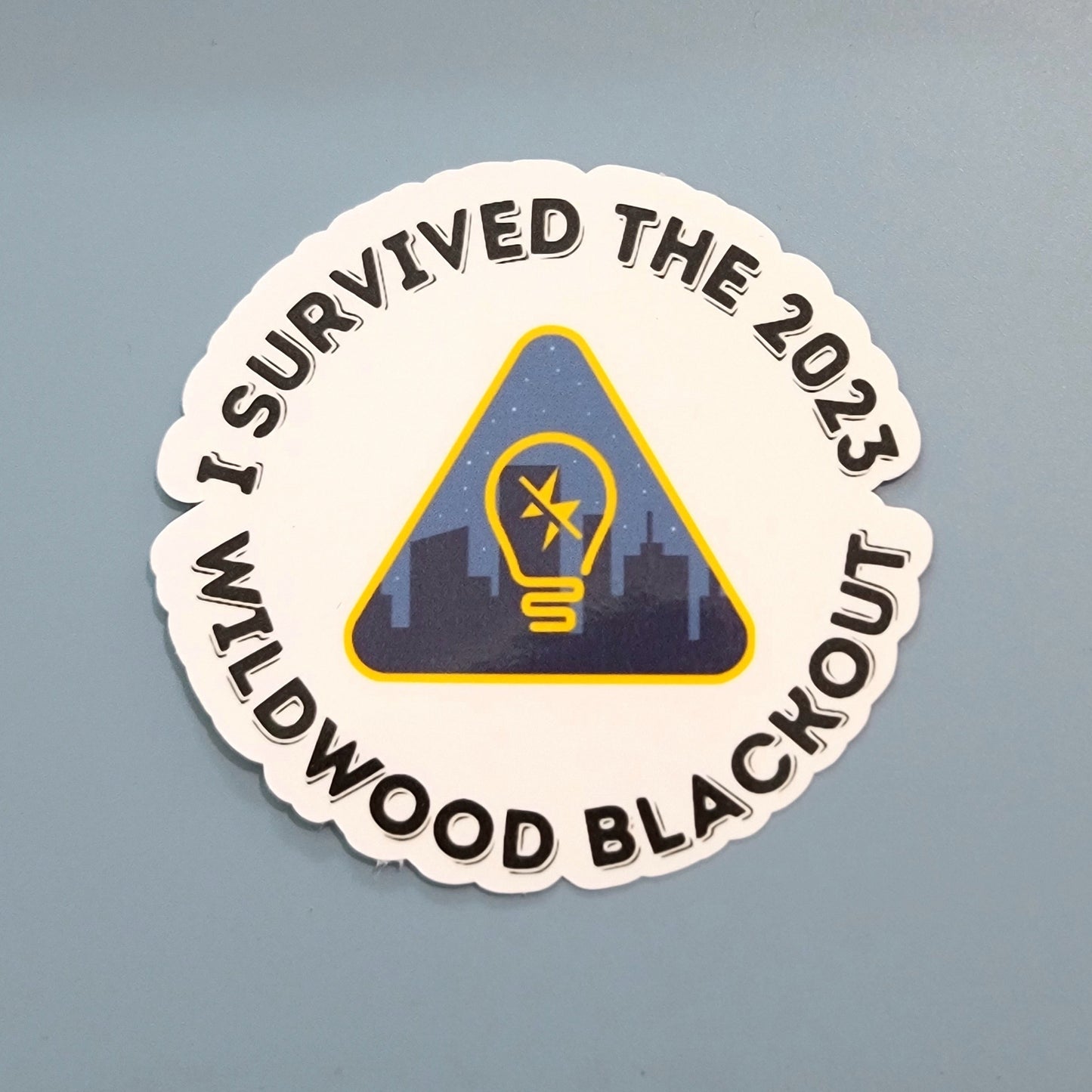 I Survived the 2023 Wildwood Blackout Waterproof Stickers for Laptops, Water Bottles, Phones, Tablets, & More