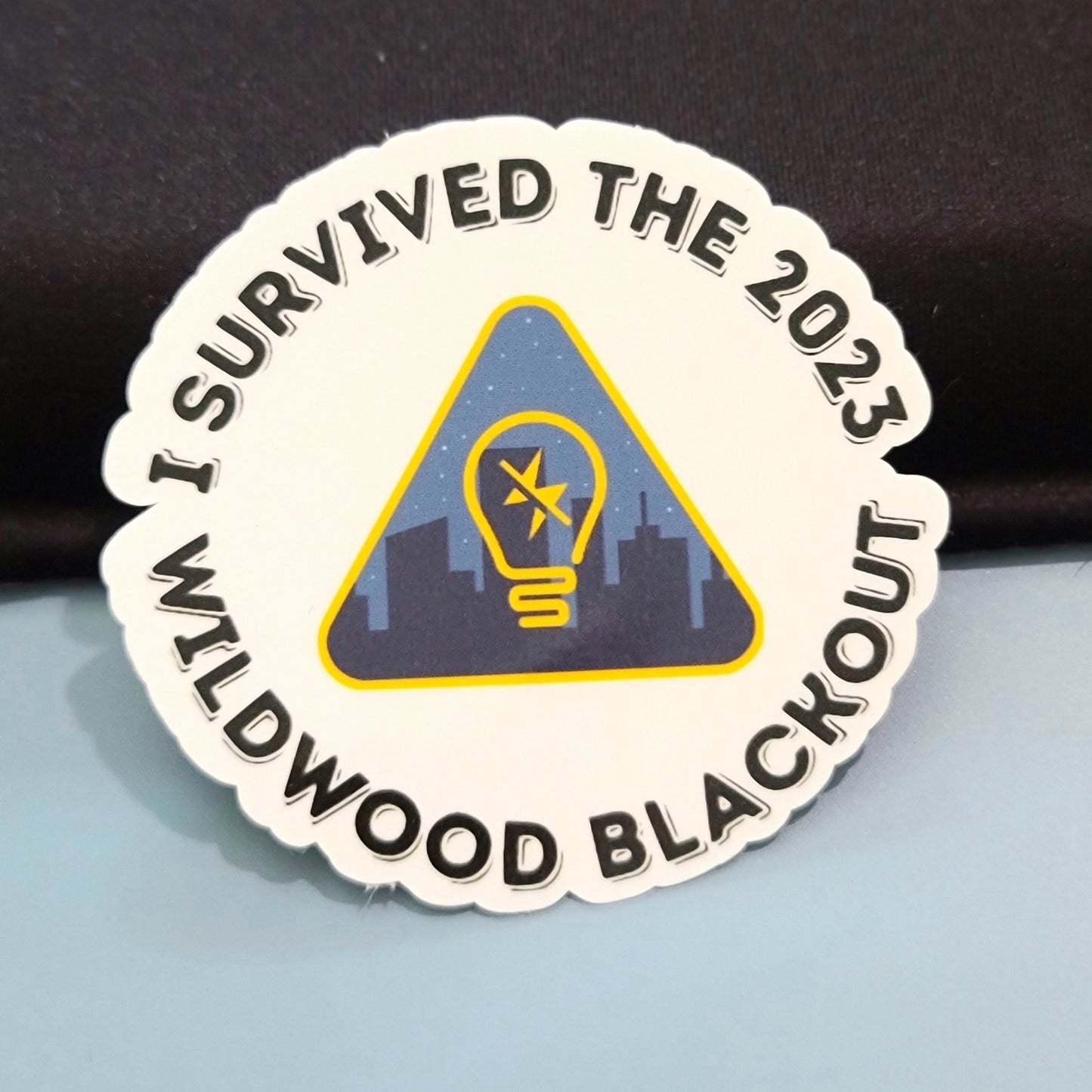 I Survived the 2023 Wildwood Blackout Waterproof Stickers for Laptops, Water Bottles, Phones, Tablets, & More