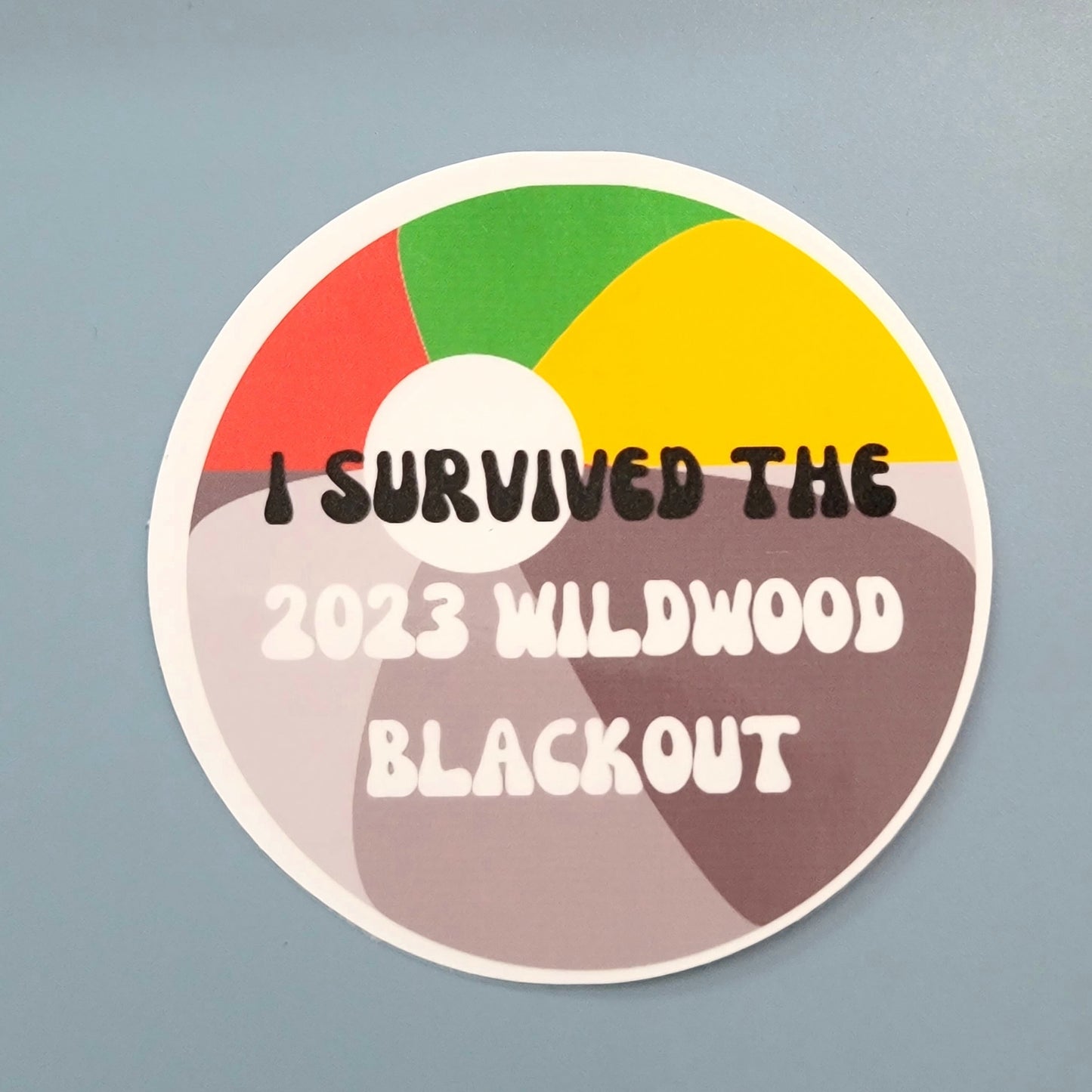 I Survived the 2023 Wildwood Blackout Waterproof Stickers for Laptops, Water Bottles, Phones, Tablets, & More
