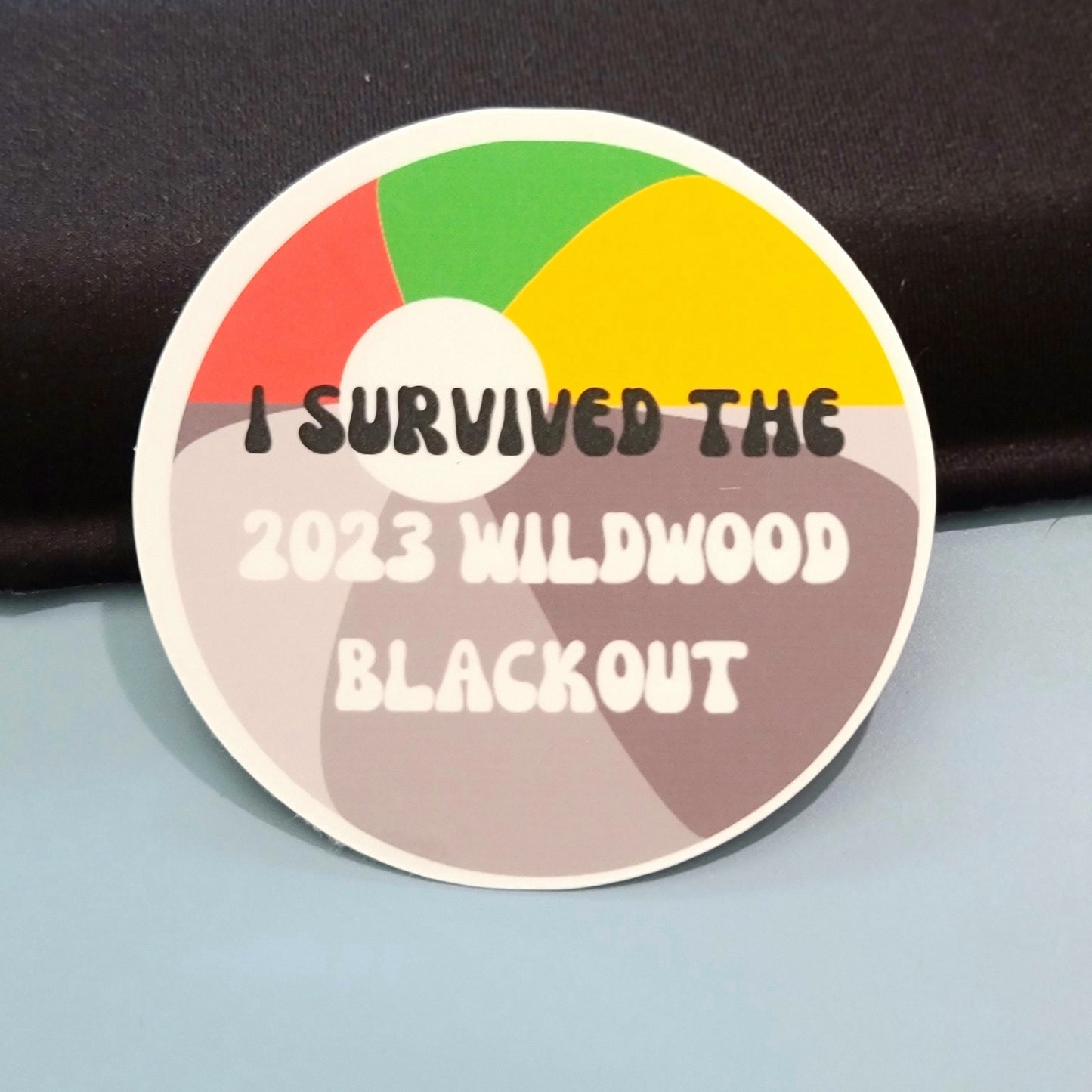 I Survived the 2023 Wildwood Blackout Waterproof Stickers for Laptops, Water Bottles, Phones, Tablets, & More