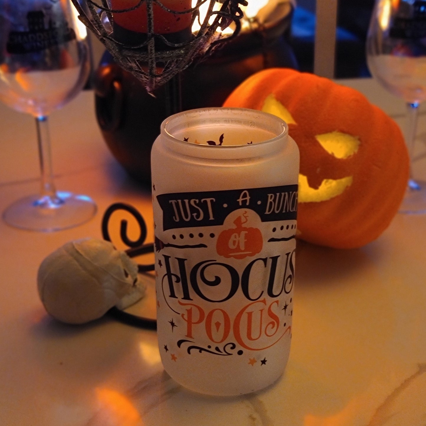Hocus Pocus Frosted Glass Can