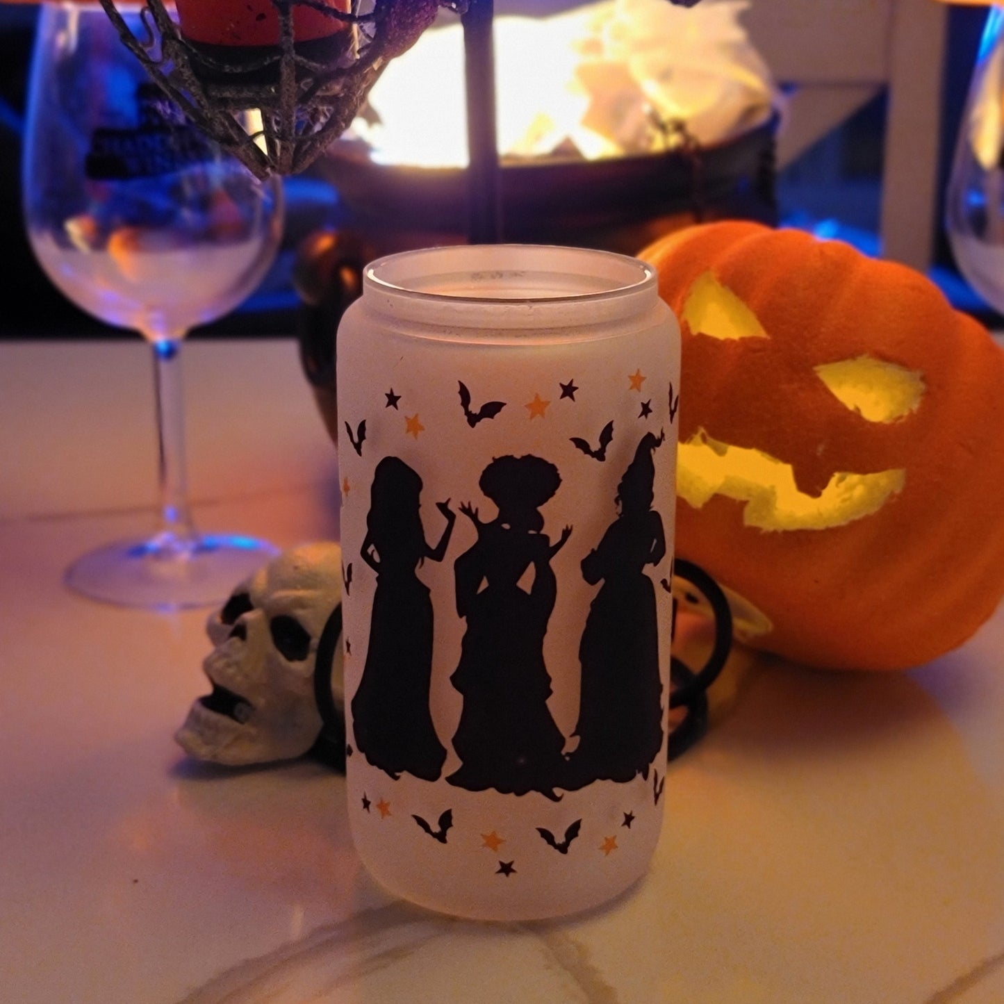 Hocus Pocus Frosted Glass Can