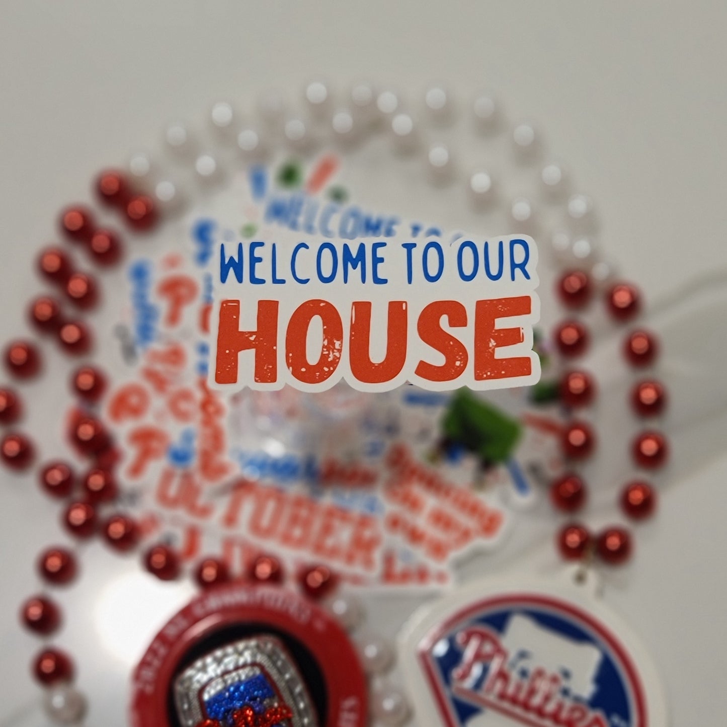 Welcome to Our(Phckin) House Phillie.s Waterproof Sticker for Laptops, Water Bottles, Phones, Tablets, and More