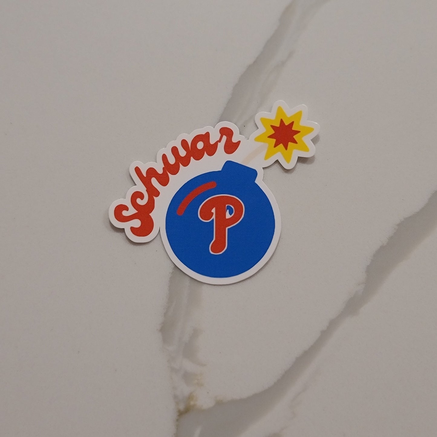 Schwarbomb Phillie.s Waterproof Sticker for Laptops, Water Bottles, Phones, Tablets, and More
