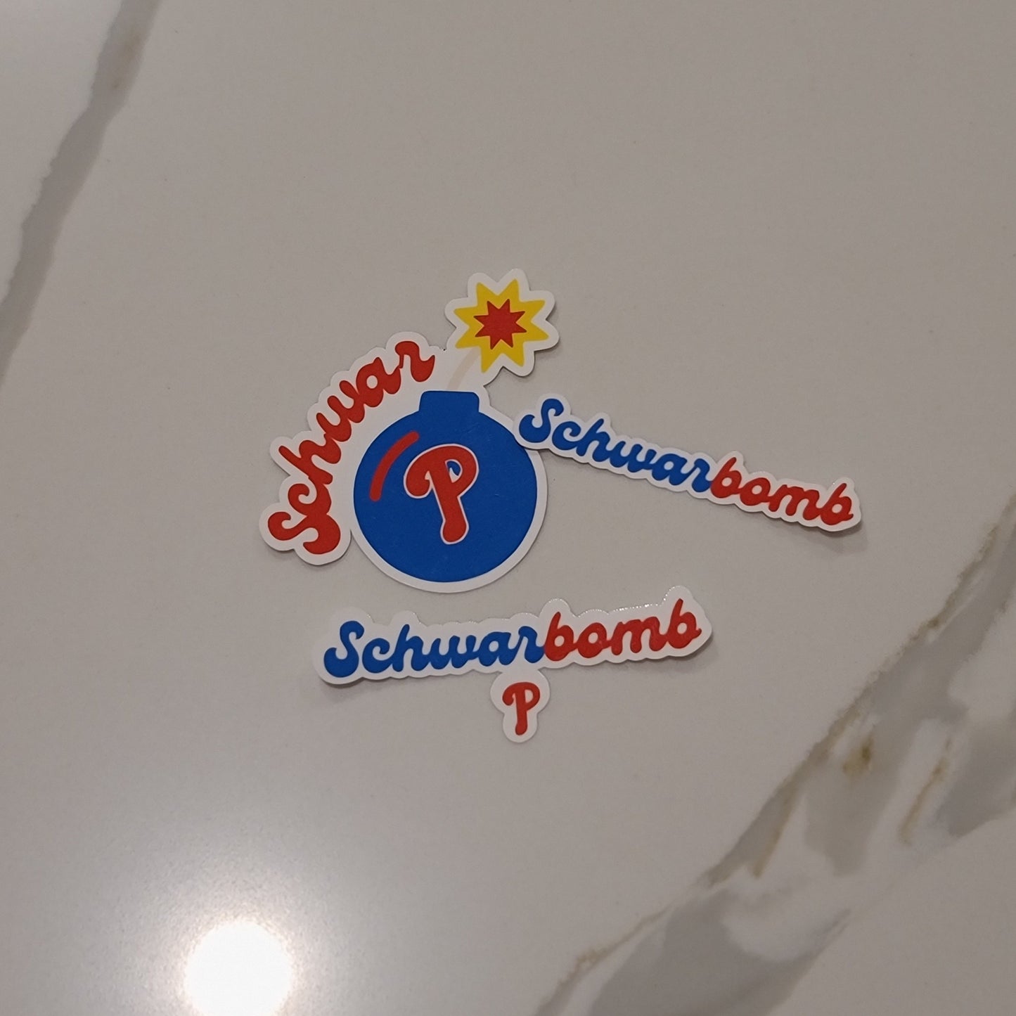 Schwarbomb Phillie.s Waterproof Sticker for Laptops, Water Bottles, Phones, Tablets, and More