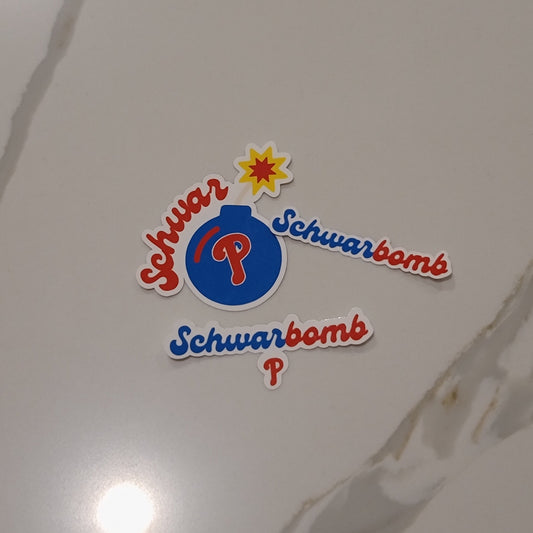 Schwarbomb Phillie.s Waterproof Sticker for Laptops, Water Bottles, Phones, Tablets, and More