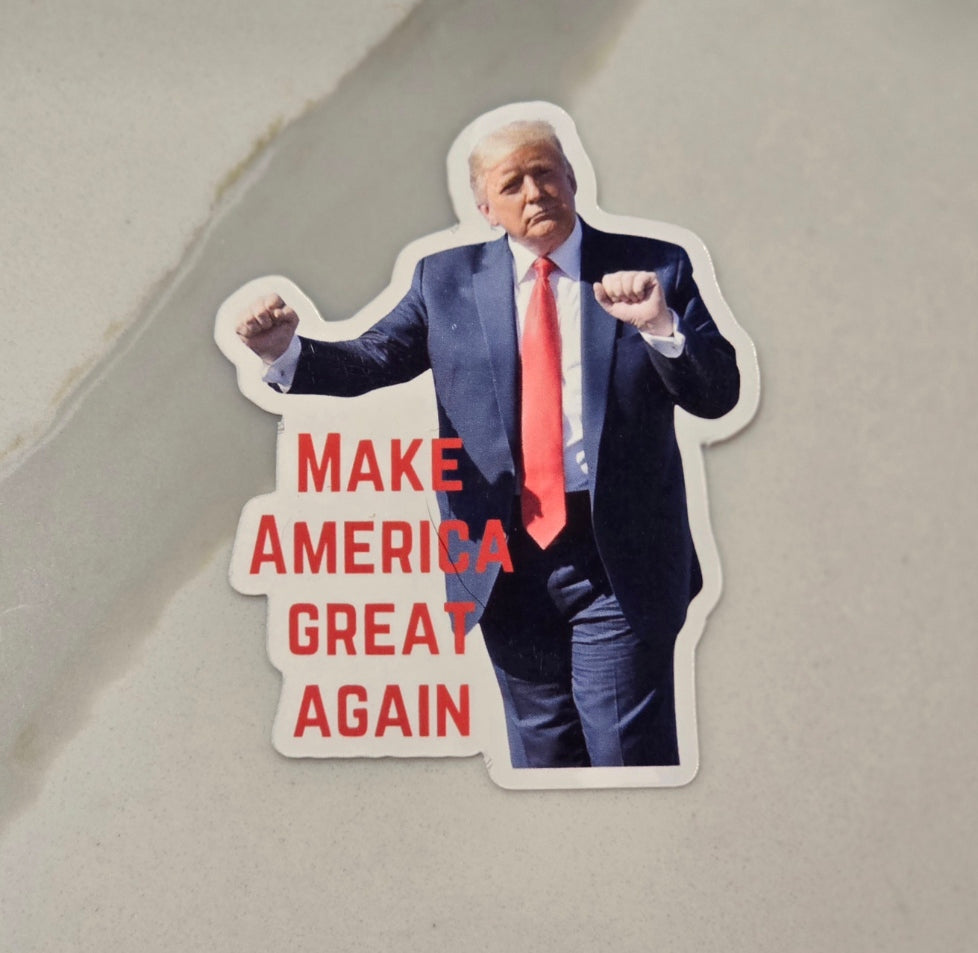 Trump MAGA Dance Waterproof Sticker for Laptops, Water Bottles, Phones, Tablets, and More