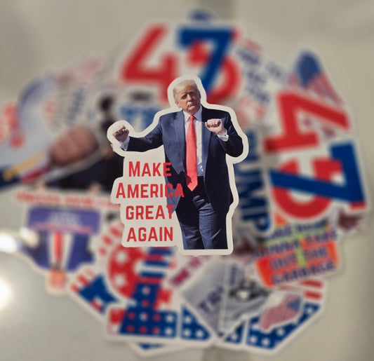 Trump MAGA Dance Waterproof Sticker for Laptops, Water Bottles, Phones, Tablets, and More