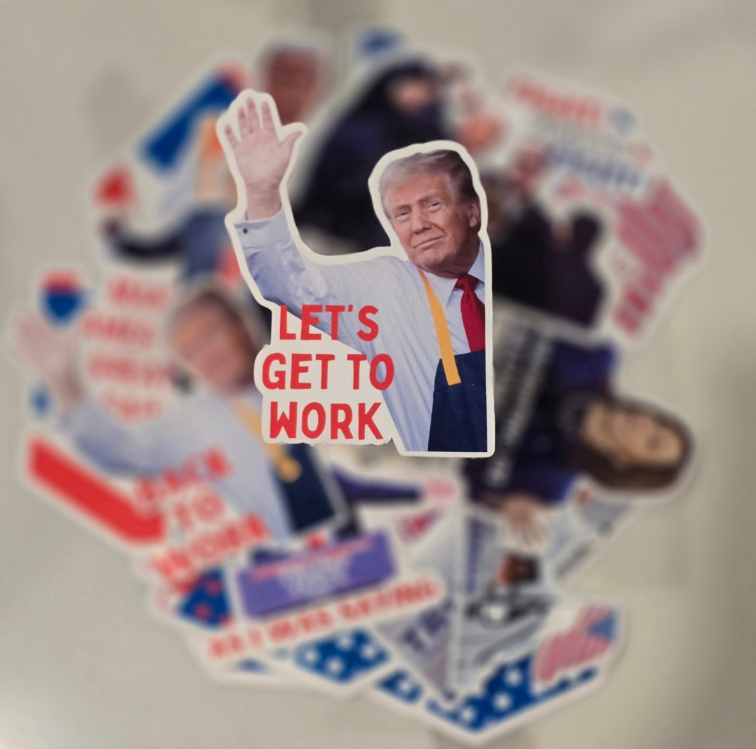 Trump McD Working Waterproof Sticker for Laptops, Water Bottles, Phones, Tablets, and More