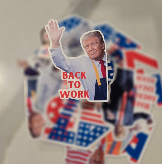 Trump McD Working Waterproof Sticker for Laptops, Water Bottles, Phones, Tablets, and More