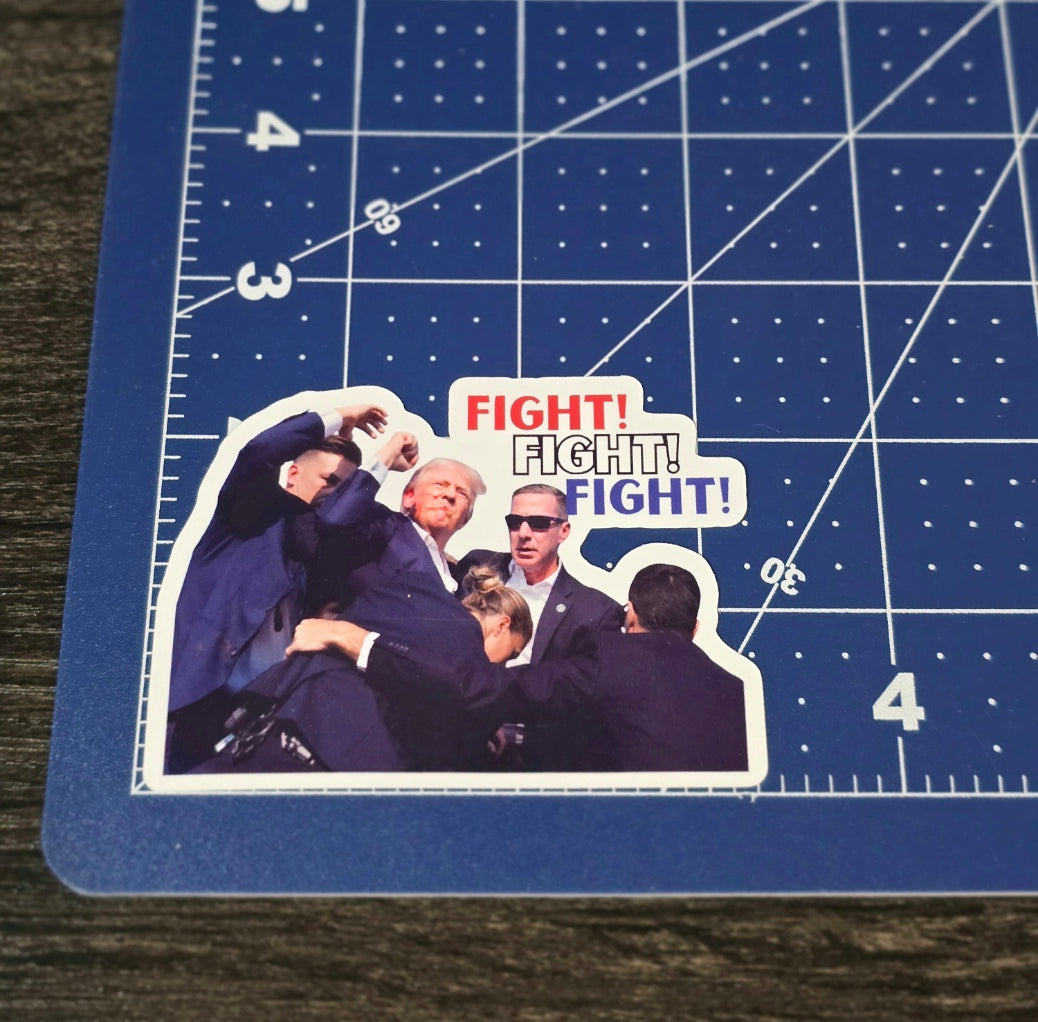 Trump Fight Fight Fight Waterproof Sticker for Laptops, Water Bottles, Phones, Tablets, and More