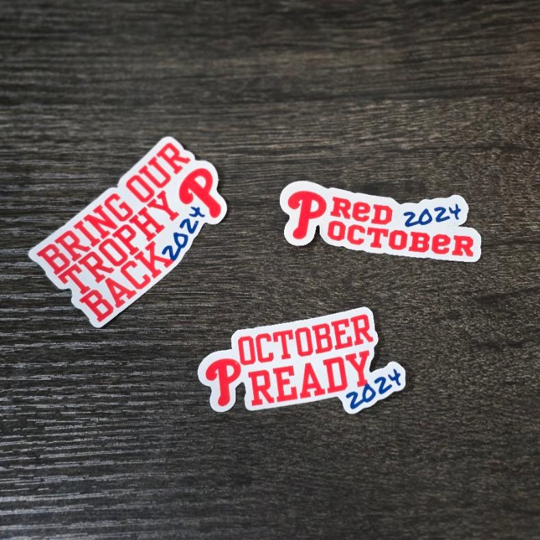2024 Phillie.s October Post Season Waterproof Sticker for Laptops, Water Bottles, Phones, Tablets, and More