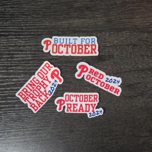 2024 Phillie.s October Post Season Waterproof Sticker for Laptops, Water Bottles, Phones, Tablets, and More