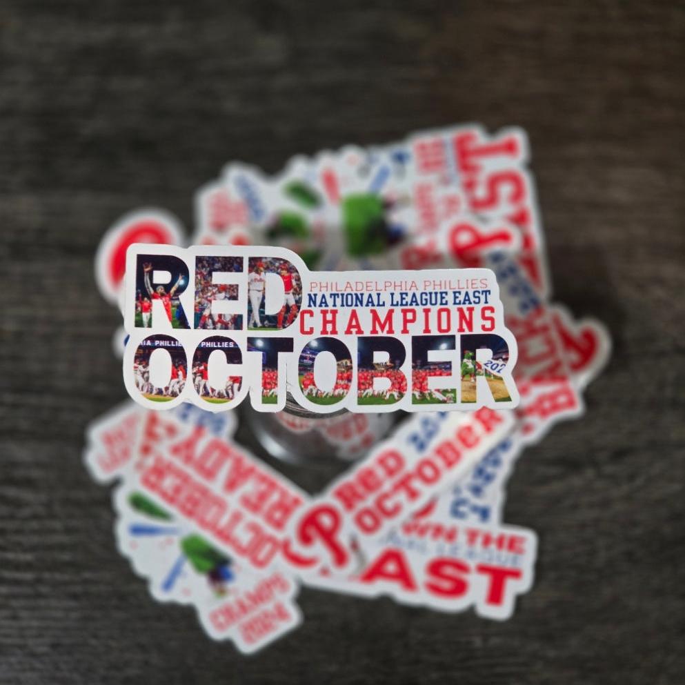 2024 Phillies Red October Waterproof Sticker for Laptops, Water Bottles, Phones, Tablets, and More