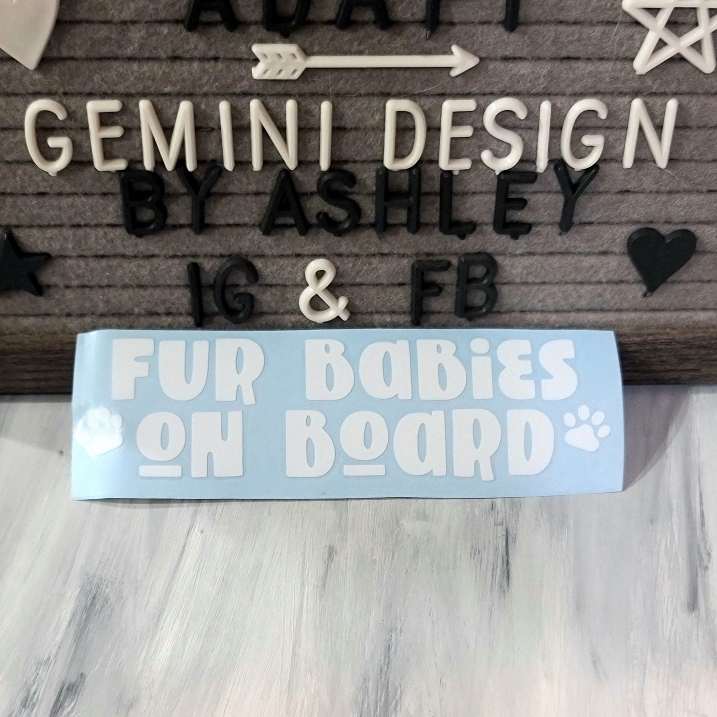 Fur Babies On Board Decal for JPs, 4x4s, Trucks, or Cars