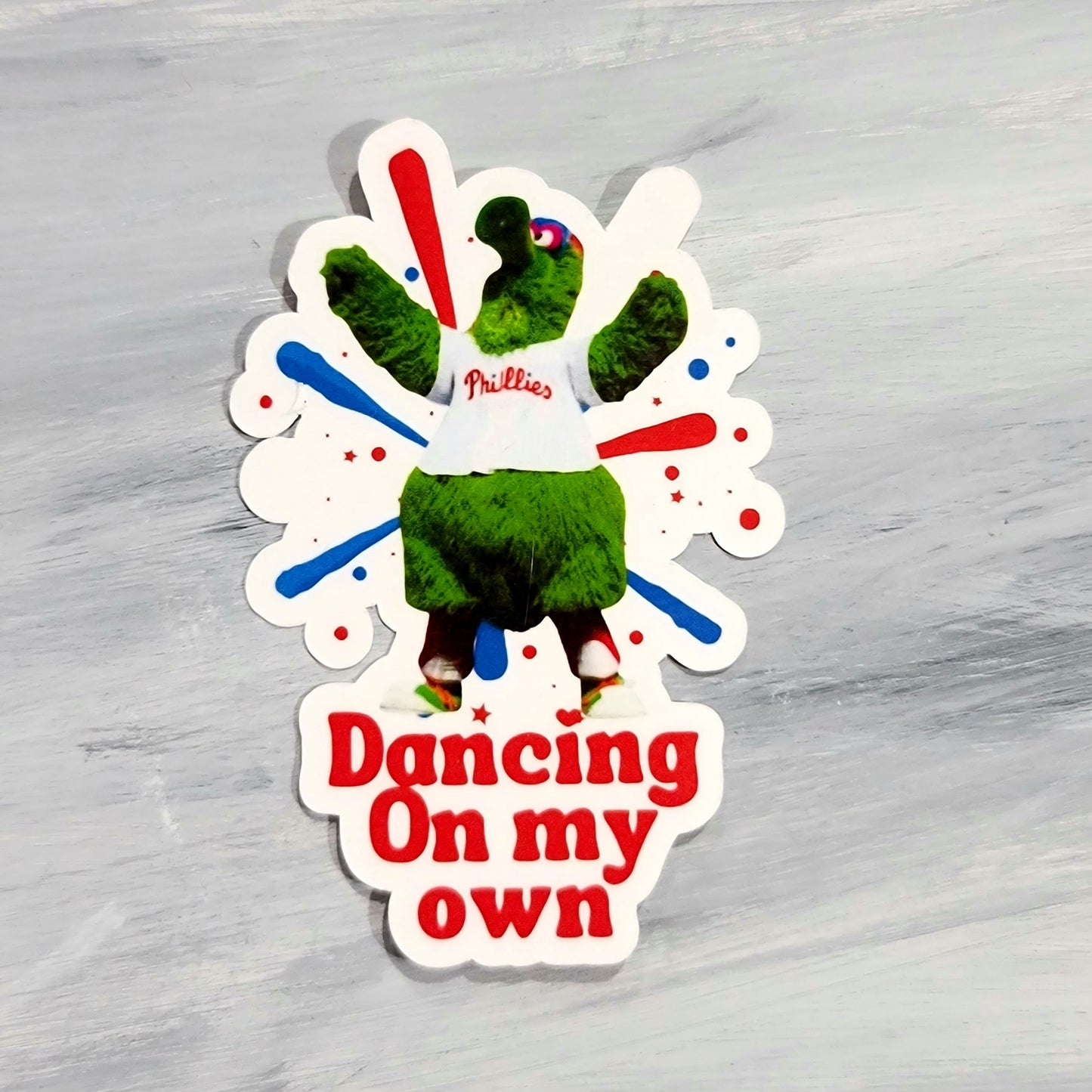 Phillies Phanatic Dancing on my Own Waterproof Sticker for Laptops, Water Bottles, Phones, Tablets, and More