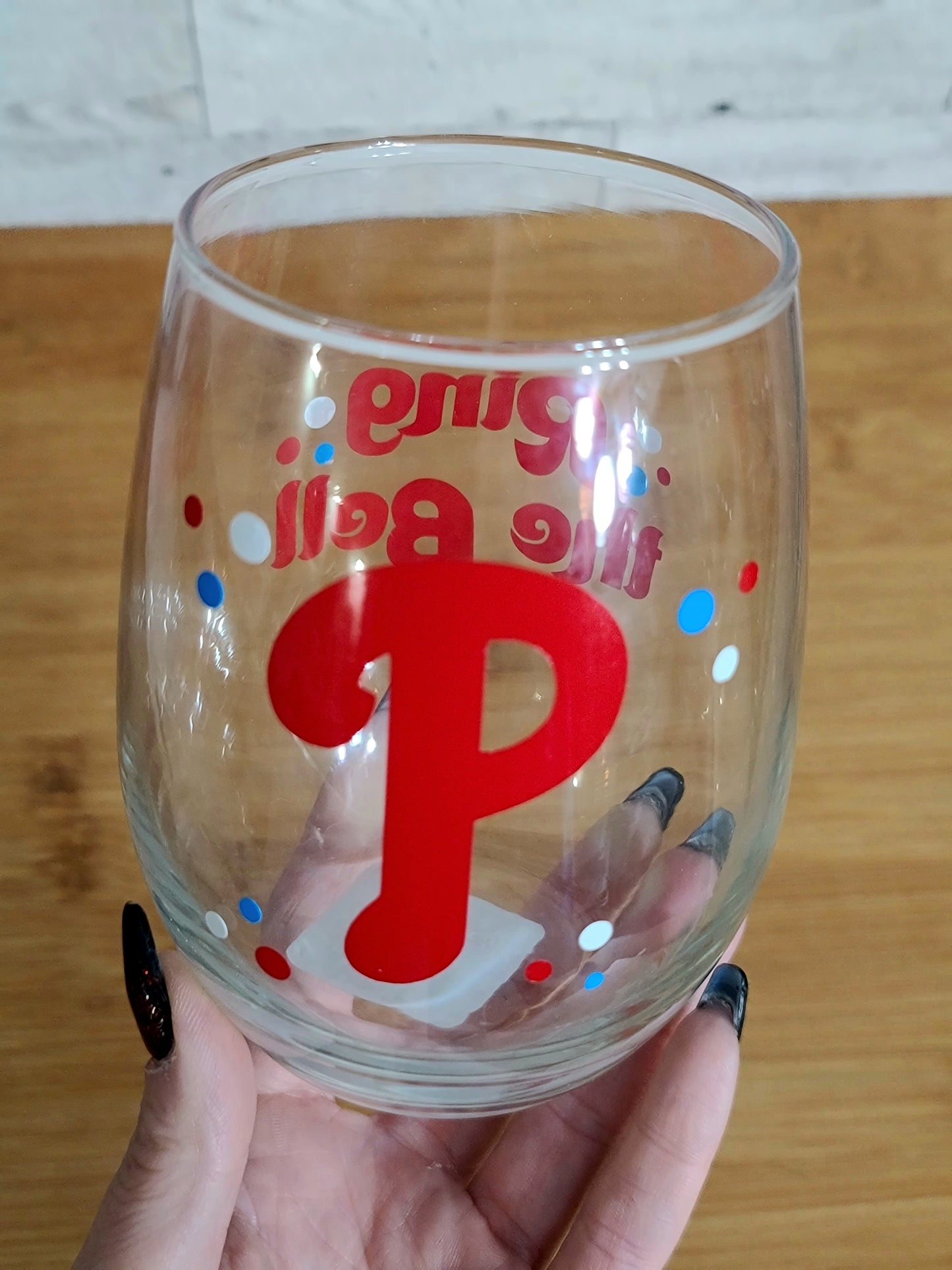 Phillie.s Ring the Bell Wine Glass
