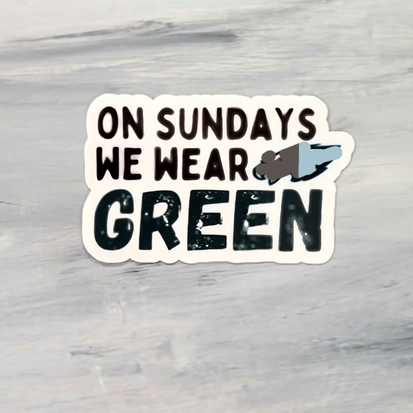 On Sundays We Wear Green E.A.G.L.E.S Waterproof Laptop Water Bottle Sticker