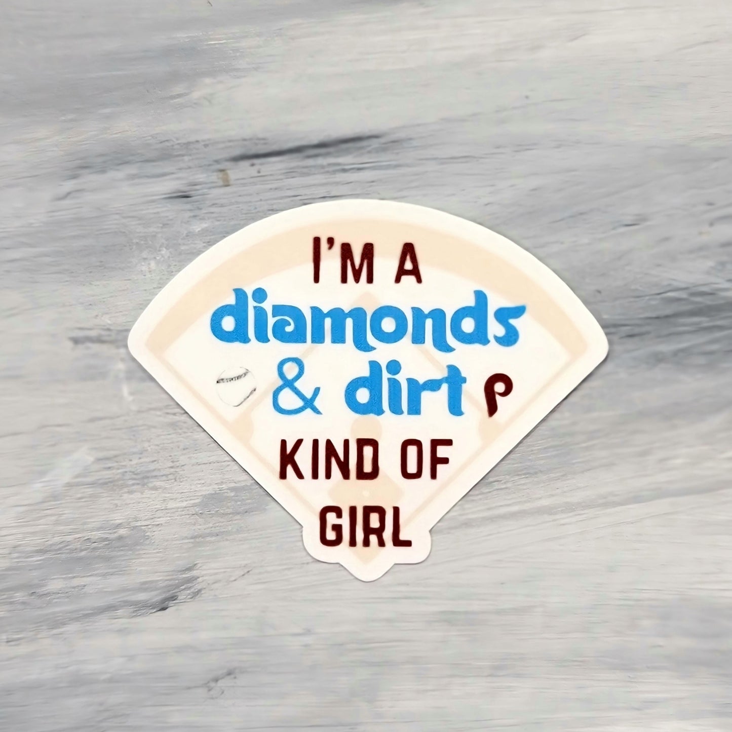Diamonds and Dirt Phillies Waterproof Sticker for Laptops, Water Bottles, Phones, Tablets, and More