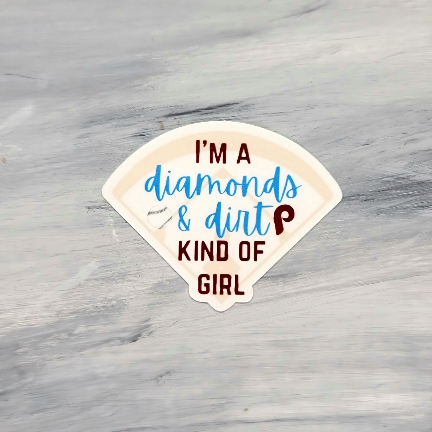 Diamonds and Dirt Phillies Waterproof Sticker for Laptops, Water Bottles, Phones, Tablets, and More
