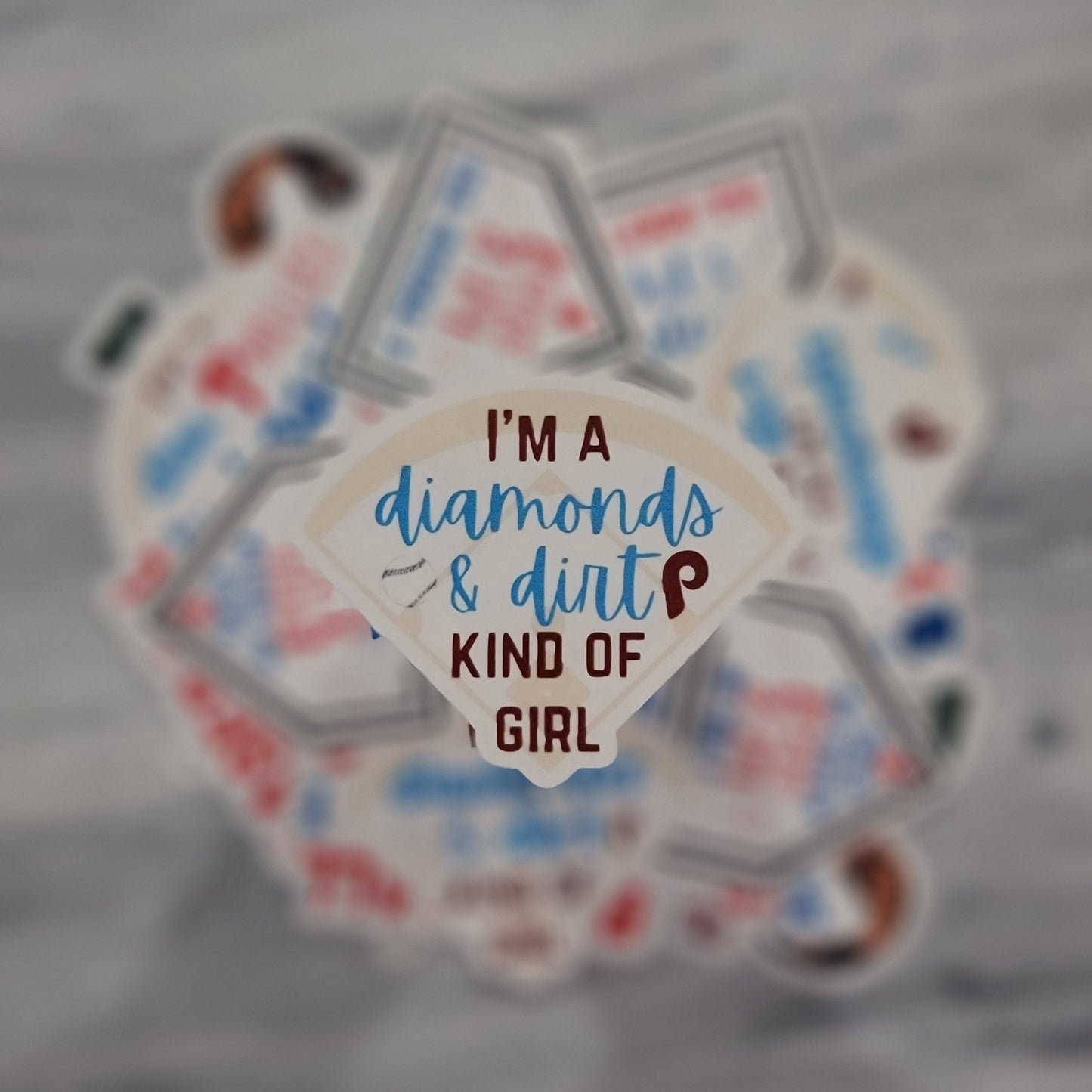 Diamonds and Dirt Phillies Waterproof Sticker for Laptops, Water Bottles, Phones, Tablets, and More