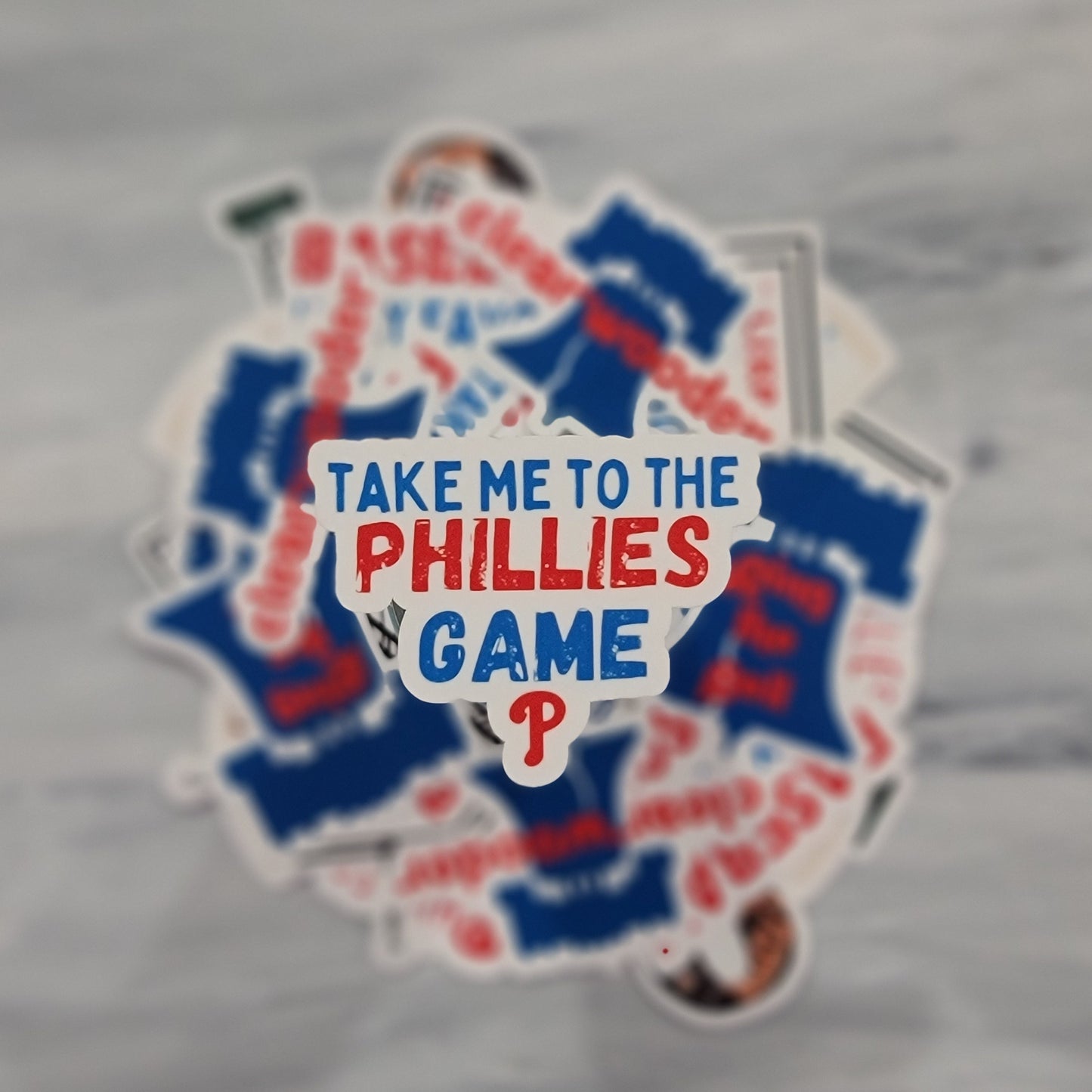 Take Me to the Phillies Game Waterproof Sticker for Laptops, Water Bottles, Phones, Tablets, and More