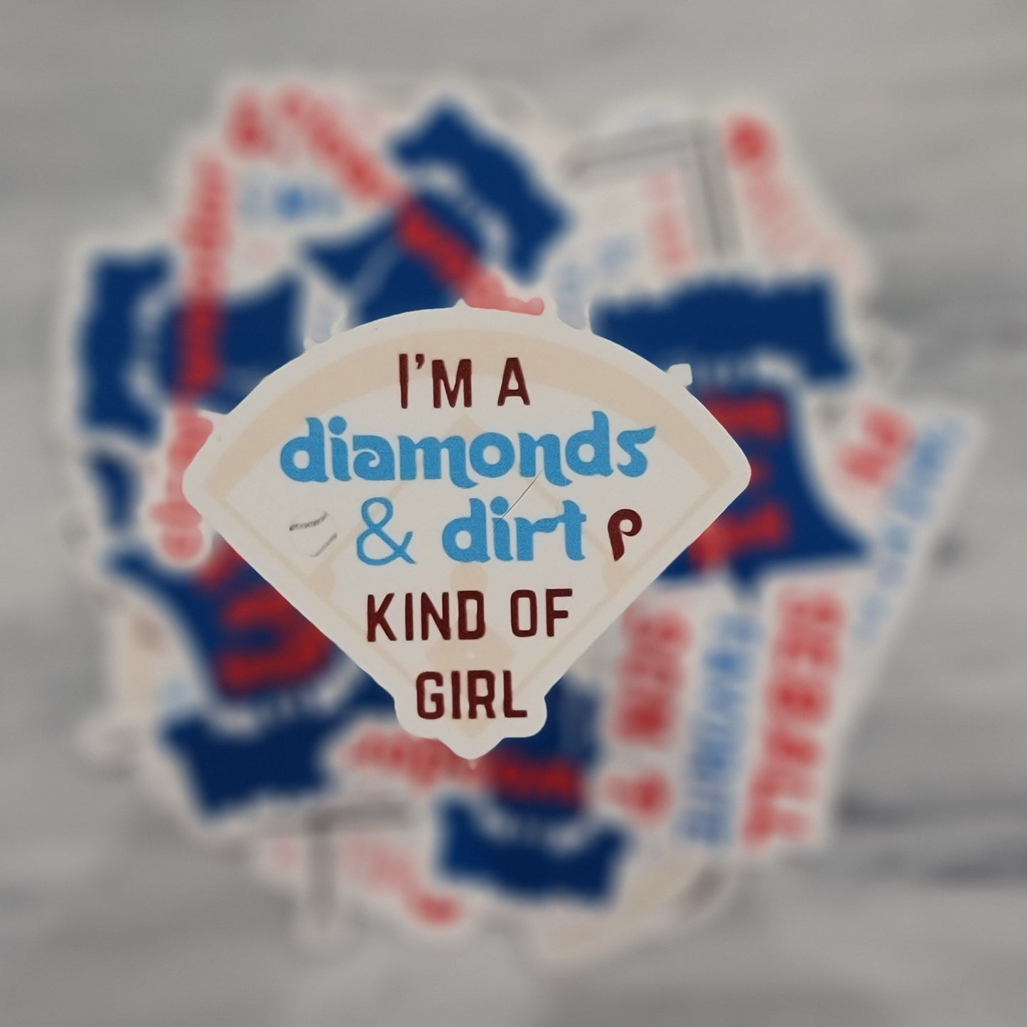 Diamonds and Dirt Phillies Waterproof Sticker for Laptops, Water Bottles, Phones, Tablets, and More
