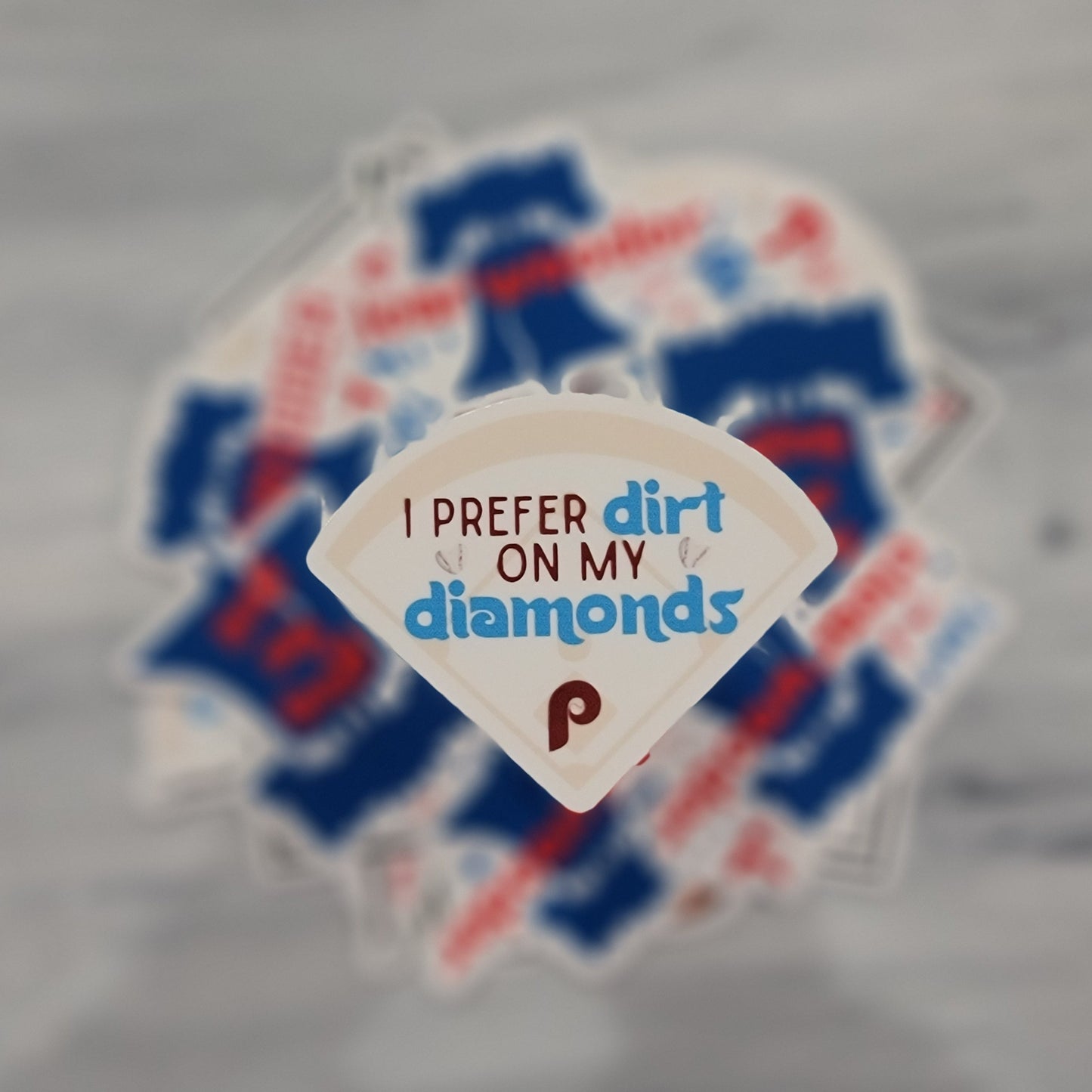 Diamonds and Dirt Phillies Waterproof Sticker for Laptops, Water Bottles, Phones, Tablets, and More