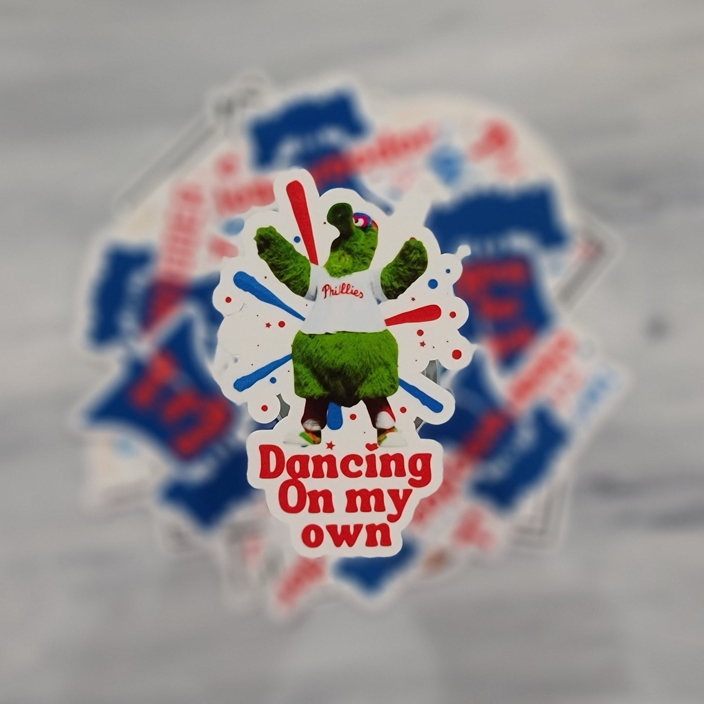 Phillies Phanatic Dancing on my Own Waterproof Sticker for Laptops, Water Bottles, Phones, Tablets, and More